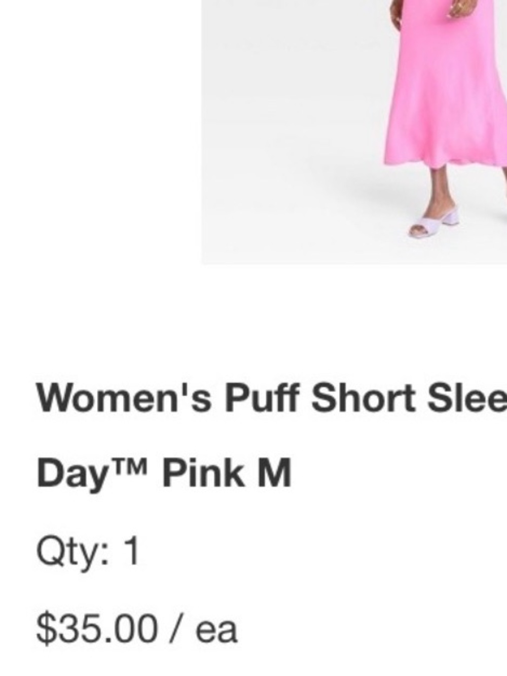 A NEW DAY • Pink Puff Short Sleeve Elegant V-Neck Dress - Picture 7 of 8